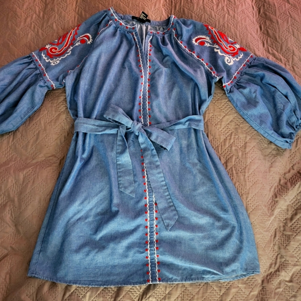 Forever21 Shirt dress size small blue denim